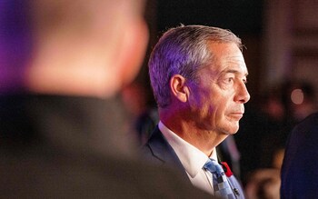 Nigel Farage attends an election night watch party for Republican gubernatorial candidate for Arizona Kari Lake in Scottsdale, Arizona