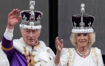 The King and Queen following their Coronation at Westminster Abbey
