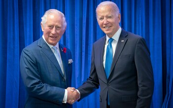 King Charles with President Biden ahead of their bilateral meeting during the Cop26 summit in 2021