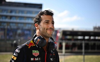Red Bull Racing's Australian reserve driver Daniel Ricciardo looks on after the second practice session ahead of the Formula One British Grand Prix at the Silverstone motor racing circuit in Silverstone, central England on July 7, 2023