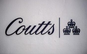 The Coutts logo on the headquarters of the bank, in London